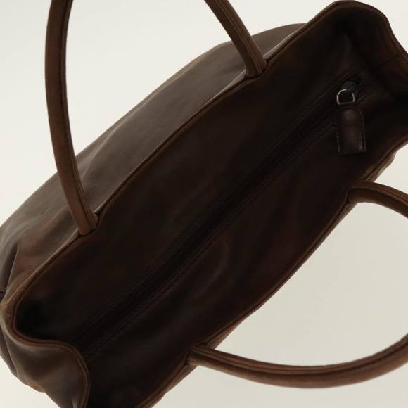 PRADA Hand Bag Leather Brown Silver Auth 95631 - Picture 6 of 16